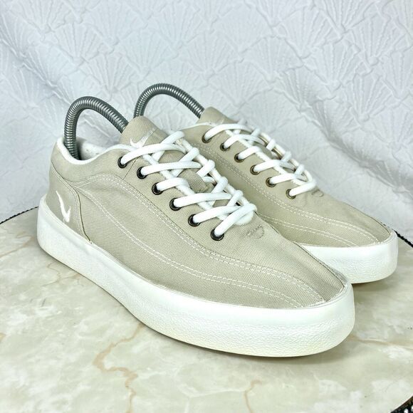 Nike Sneakers Womens 7.5 Beige Canvas Vintage Platform Lace Up Comfort Shoes - Picture 1 of 13